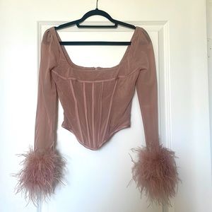 House of CB Feather Corset Top